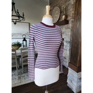 Y2K 90s American Eagle Womens Small Fitted Striped Ribbed Knit Retro Sweater